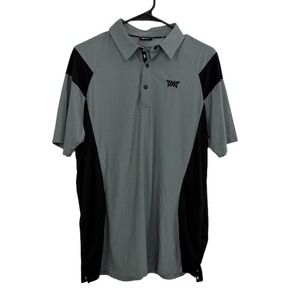 PXG Parsons Extreme Golf Polo Shirt Mens S Gray Performance Short Sleeve Snap